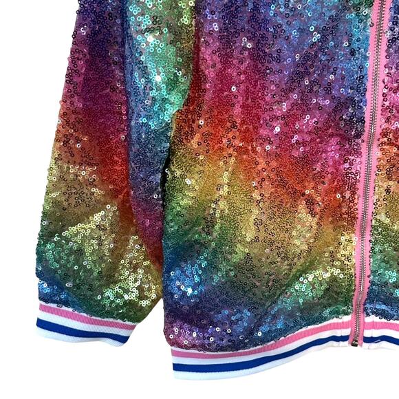 Abby & Evie Toddler Girls Light Weight Sequin Ombre Bomber Jacket 4T - Picture 5 of 14